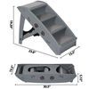 Wide Foldable Pet Stairs 4 No Slide Steps w/ Support Frame for High Bed Gray