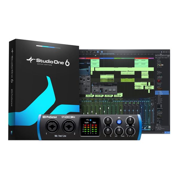 PreSonus Studio 24c, USB-C-Audio-Interface, für Aufnahme, Streaming, Podcasting mit Software-Bundle inklusive Studio One Artist, Ableton Live Lite DAW