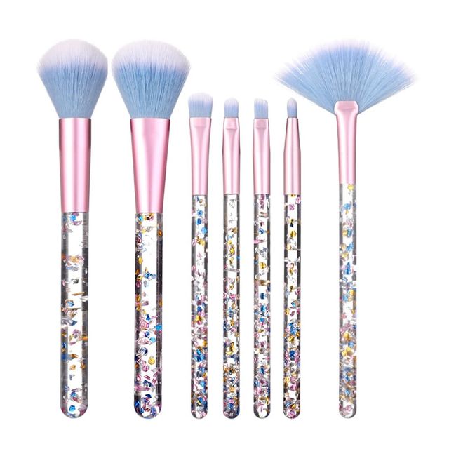 7 Stück Fächer-Make-Up-Pinsel-Set Crystal Sparkles Powder Foundation-Pinsel Makelloser Puderpinsel Beauty Cosmetic Foundation Blusher Lidschatten-Misch-Concealer-Highlight-Pinsel