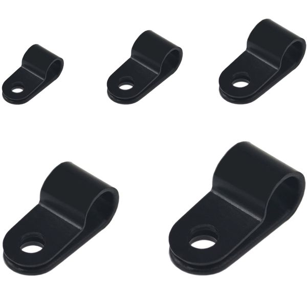 240 PCS R Type Cable Clips,Cable Cleats,P Clips (Black)