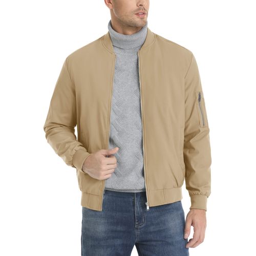 MAGCOMSEN Mens White Jacket Lightweight Windbreaker Jackets Casual Bomber Jacket Light Spring Jackets,L