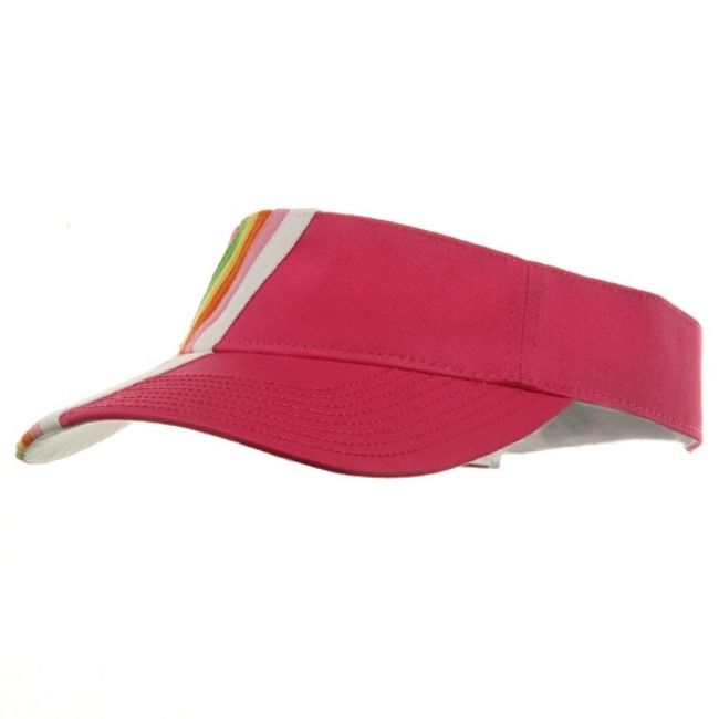 Rainbow Cotton Twill Visor-Fuchsia OSFM