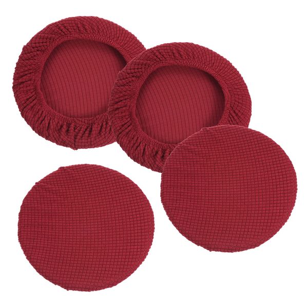 PATIKIL 11" Round Bar Stool Cover, 4 Pack Washable Elastic Stool Cushion Cover for Diameter 11"-16" Chair, Burgundy