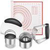 Pastry Cutter Set, 5-Piece Baking Tools with Dough Scraper & Silicone Mat