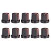 uxcell 10pcs 6mm Shaft Hole Knob for Speaker Effect Pedal Amplifier Black Potentiometer Knobs Red