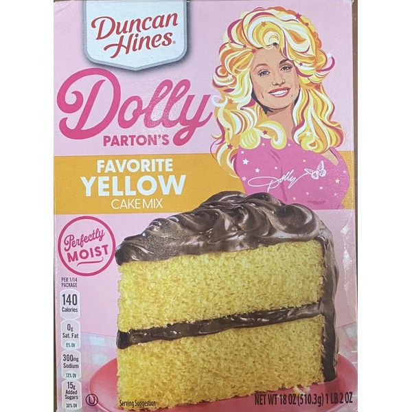 2 Pk Duncan Hines Dolly Parton's Perfectly Moist FAVORITE YELLOW Cake Mix 18 oz