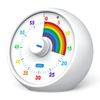 Visual Timer for Kids, 60-Minute Countdown for Classroom Office Kitchen, Desk Timer Kids Time Management Tools with Silent Operation, Pomodoro Time Rainbow Pattern (White)