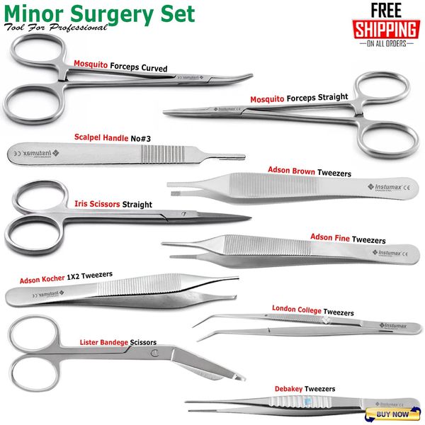 Premium 10 Pcs Minor Surgery Set Surgical Instruments Kit Stainless Steel
