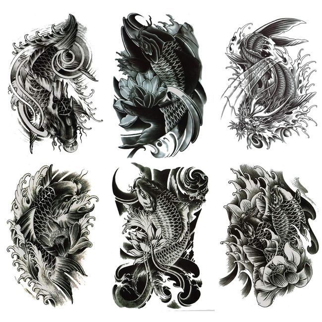 The FANTASY hb6022 Carp Tattoo Stickers A5 Size 6 Types