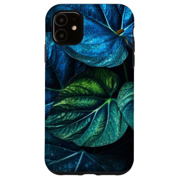 iPhone 11 Space Floral Blue Galaxy Elephant Ear Leaves Case