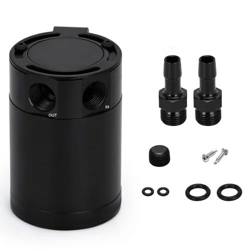 PQY Baffled Oil Catch Can Kit Universal 2 Port Aluminum Oil Separator Reservoir Tank