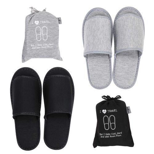 Ibluelover 2 Pairs Portable Travel Slippers Open Toe Sandals Spa Hotel Slippers Guest Room Indoor House Slipper Business Trip Flight Slippers Shoes Footwear Gift (As photo)