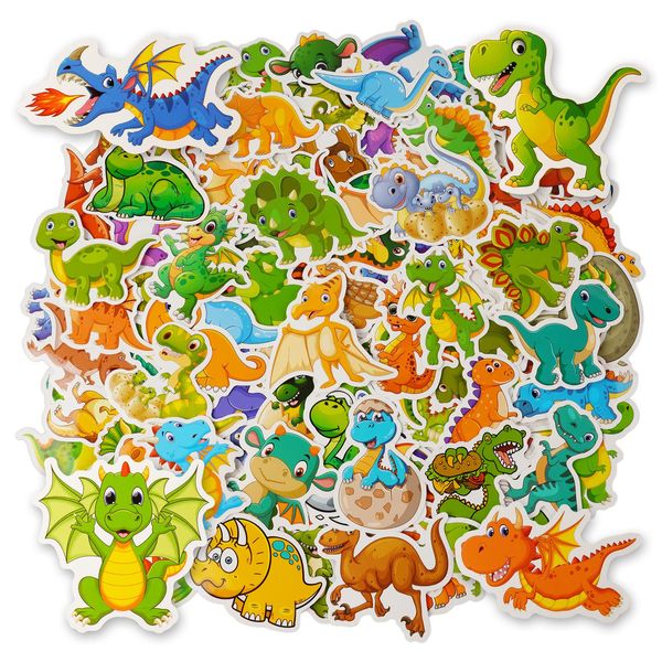 OSDUE Dinosaurier Sticker Set, 100 Stück Wasserdicht Vinyl Stickers, Anime Sticker Set, Cartoon Aufkleber für Auto Laptop Skateboard Fahrrad Moped Motorrad, Geeignet für Erwachsene Kinder