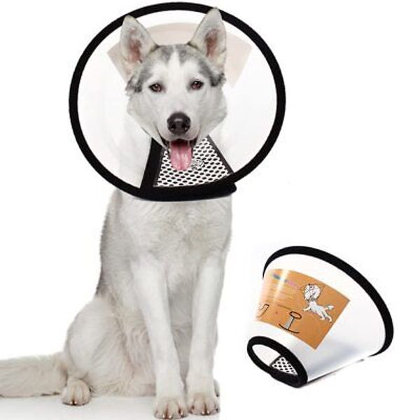 Plastic Pet Recovery Collars & Cones for Dogs and Cats After Surgery Adjustab...