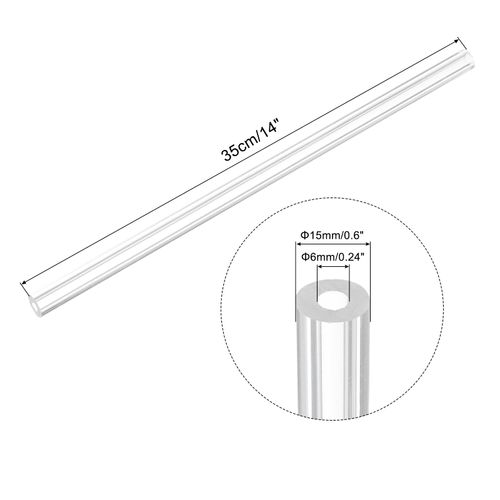 MECCANIXITY Acrylic Pipe Clear Rigid Round Tube 6mm(0.24") ID 15mm(0.6") 14" for Lamps and Lanterns, Water Cooling System, 4pcs