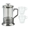 Hario 4 Cup Tea and Coffee Press with Double Wall Stack Cups 280ml 2 Piece Set