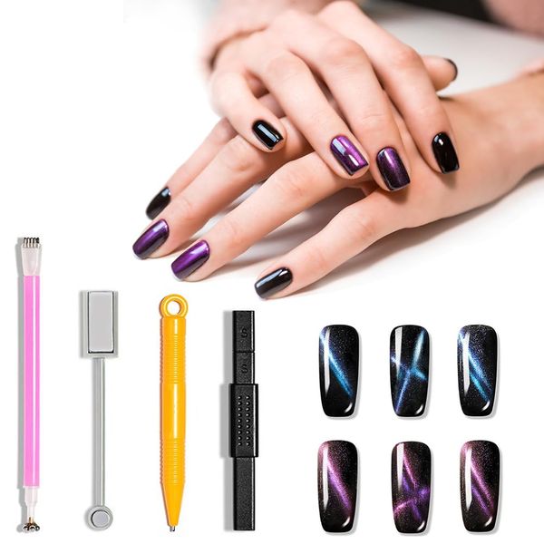 Magnete Bastone Set per Unghie,9pcs DIY Nail Art Tool,3D Cat Eye Gel Polish Tools,Magneti per Unghie,Penna Magnetico Cat Eye,Magnete Unghie Bastone,Magnete Manicure Nail Art Strumento