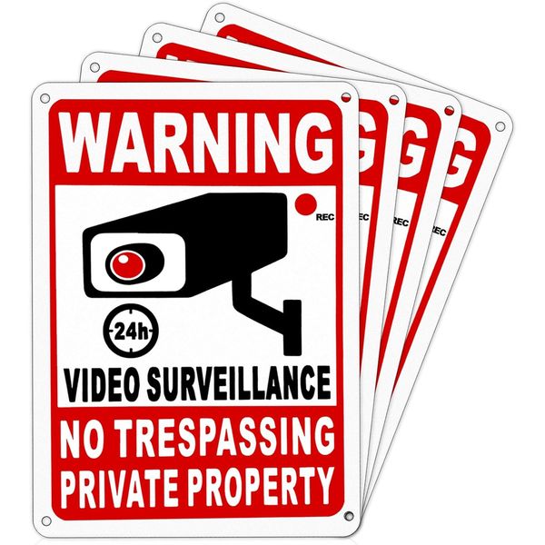 4-Pack Metal No Trespassing Signs Private Property 10 x 7 inch Rust Free 0.04