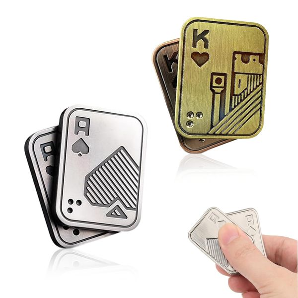 Metall Poker Fidget Slider xlwen 2 Stück EDC Metall Fidget Toys für Erwachsene,ADHS Autismus Angst Stressabbau Magnetisches Zappelspielzeug,Geschenke für Freund und Vater,Schreibtisch Spielzeug