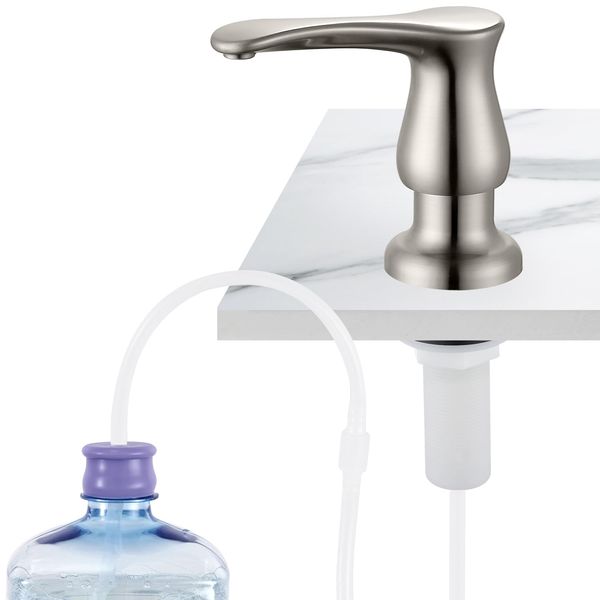 GAGALIFE Kitchen Sink Soap Dispenser Brushed Nickel, Under Sink Soap Dispenser with 40" Silicone Extension Tube Kit,Say Goodbye to Frequent Refills