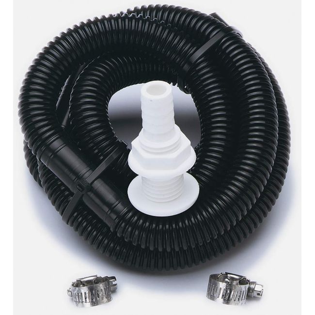 SeaSense BilgePump Plumbing Kit 1.125inx6ft w Ftng SS Clamps , Black