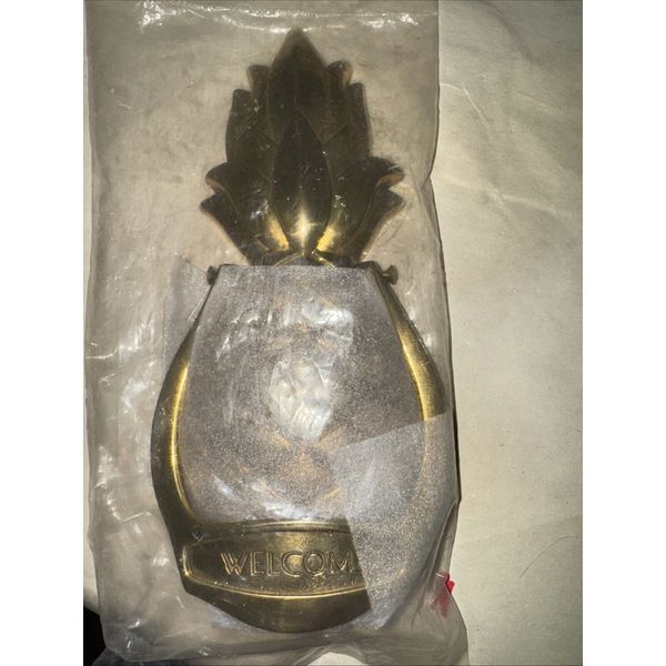 SOLID BRASS PINEAPPLE WELCOME FRIENDS VISITORS FAMILY DOOR KNOCKER NICE HEAVY !!