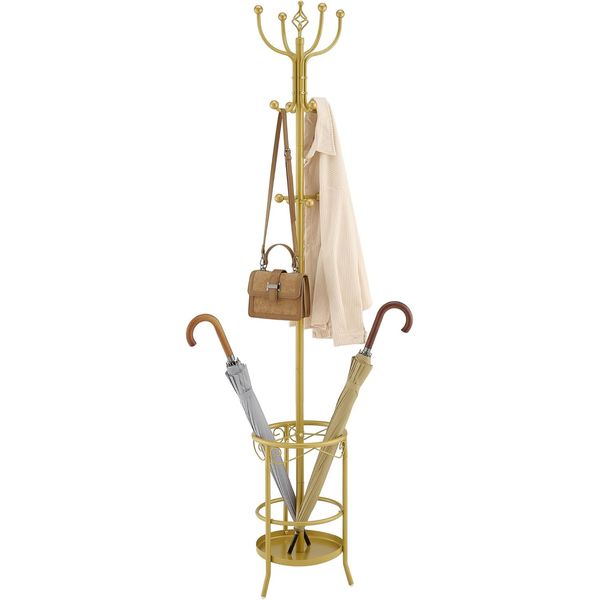 Standing Coat Rack With Umbrella Holder Freestanding Coat Hanger Stand Gold