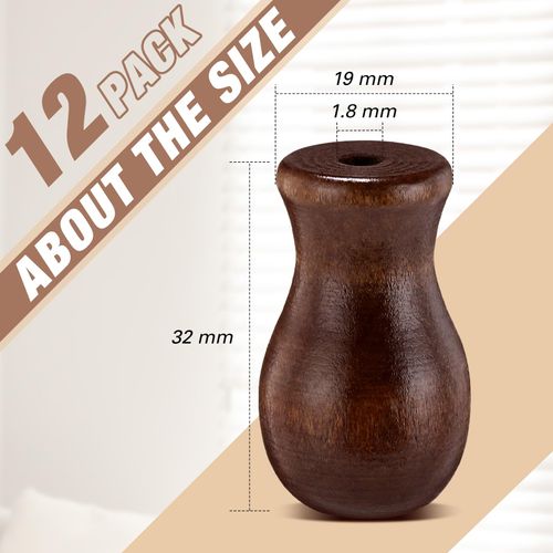 Boao 12 Pieces Brown Blind Pull Cord Knobs Wood Tassels Window Blinds Wooden Cord Tassels Hanging Ball Pulls for Curtain Craft