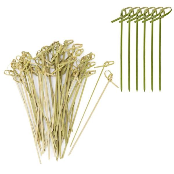 Bamboo skewers,100 Pieces Bamboo Cocktail Party Toothpicks for Appetizers Fingerfood skewers Made of Bamboo Wood Bamboo Knot Picks Appetizer Drink Skewer Fruit Sandwich Toothpicks for Bar Party