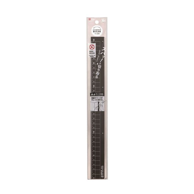 Kutsuwa XS04BK Aluminum Ruler 11.8 inches (30 cm), Black