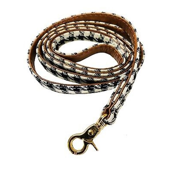 Dogs of Glamour Dog PET LEASH 48.25" L Chaplin Black & White Houndstooth NWT