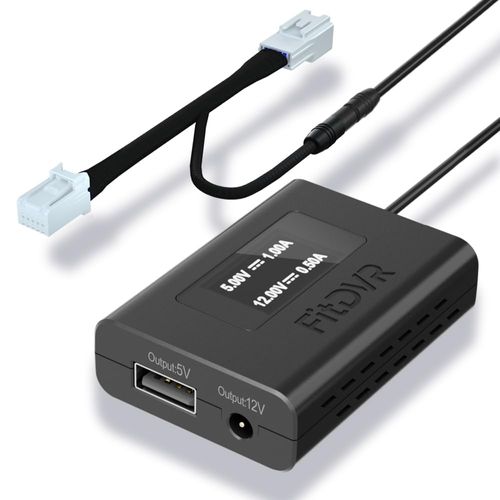 FitDVR Dash Cam Power Adapter (10-Pin) for for Hyundai, Kia, Genesis, LED Display USB Power Source, Connects to Rearview Mirror, Fuse Protection, Easy to Install, 5V 12V Output, D3-014