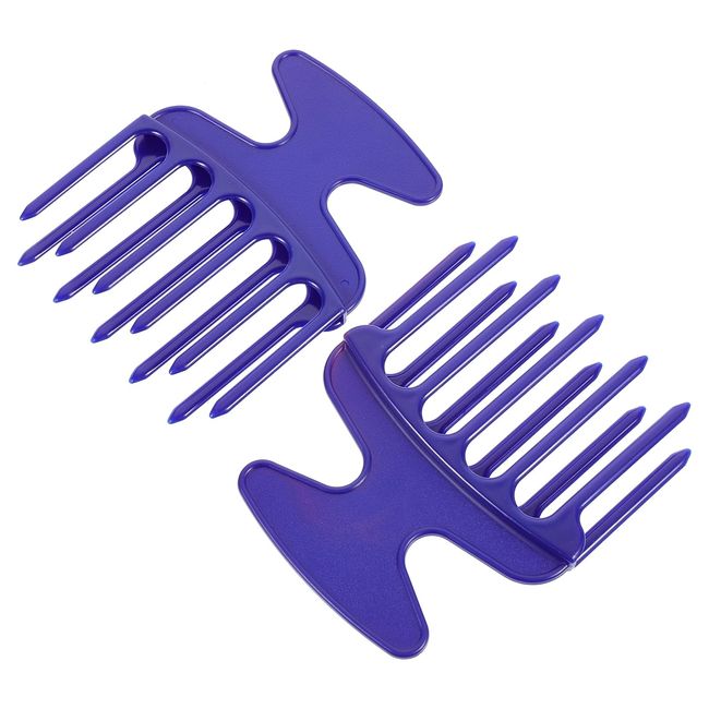 Lurrose Beard Comb 2pcs plastic afro pick comb Afro Hair Comb Smooth Hair Pick Comb Afro Braid Pick Hairdressing Styling Tool (Dark Blue) Hair Pick Cricket