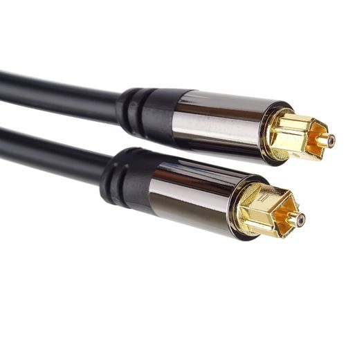 PremiumCord TOSLINK Optical Audio Cable 0.5m Outer Diameter 6mm Toslink Plug on Male Digital Cable for HiFi Stereo Soundable TV HQ Audio Soldered Color Black Silver Gold