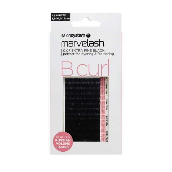 marvelash B Curl Lashes 0.07 Ultra Fine, Assorted Black