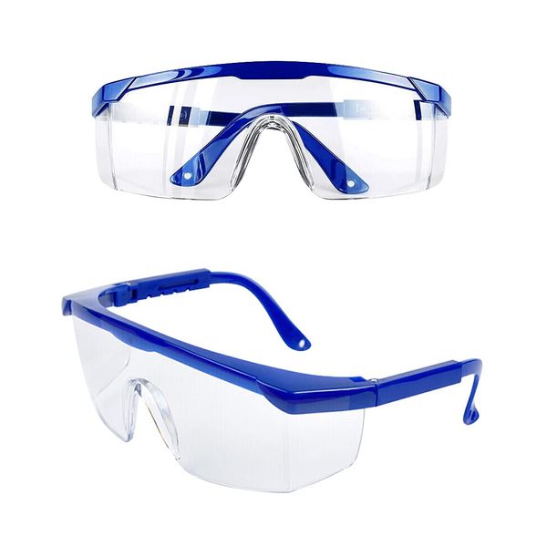 JUHONNZ Safety Goggles,2 Pcs Wrap Around Safty Glasses Anti-Fog Protective Goggles Blue Frames Eye goggles protectionfor Kids adult Eye Protection with Clear Thicker PC Lenses For Outdoor Activities