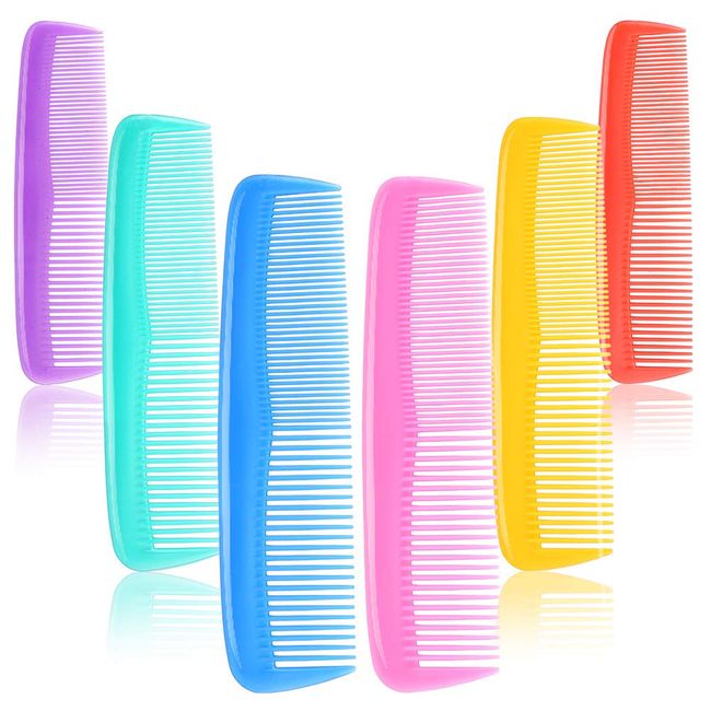 Yorgewd 12 Pieces Hair Combs Set for Women Men 5 Inch Pocket Fine Tooth Hair Comb Unbreakable Plastic , 6 Assorted Colour (12 Pieces)