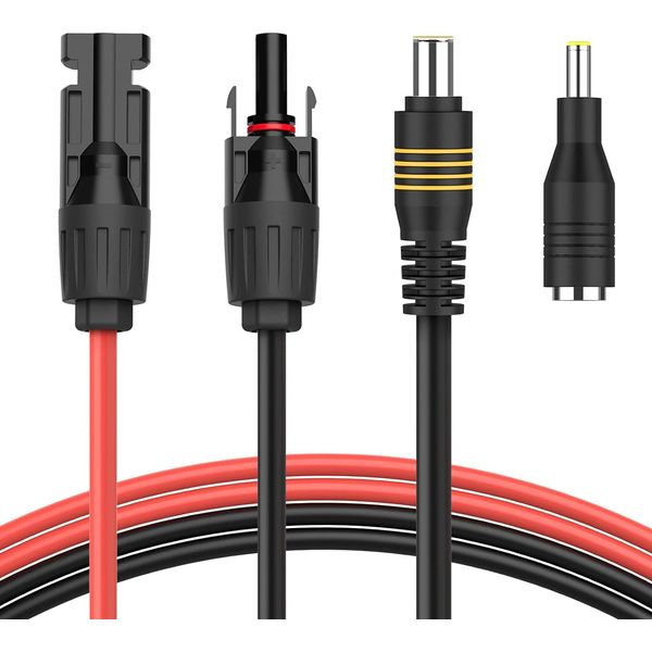 BougeRV MC4 Solar Connector 1.8M MC4 DC Converter Cable, Solar Panel to 0.3 inch (8 mm) Adapter Cable, DC5.5 x 2.5mm Converter Included, Converter Adapter, Charging Cable, Compatible with DC7909