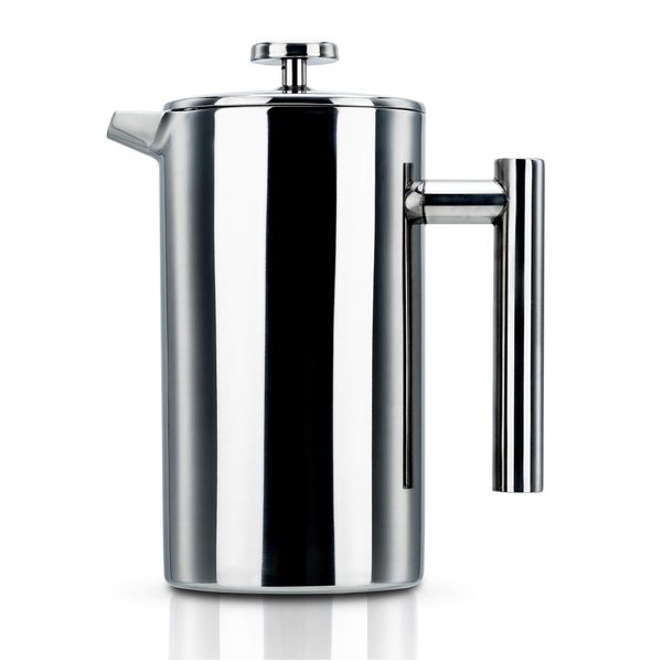 INTIRILIFE Coffee Pot in Silver – 1 Litre Capacity – 23 x 15 x 12 cm – Stainless Steel Coffee Maker with Filter Press Stamp Jug Coffee Machine Coffee Press Cheeky Press
