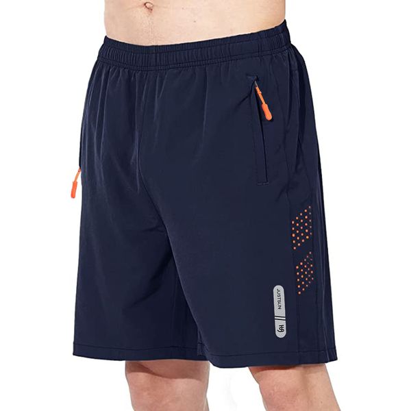 JustSun Kurze Hosen Herren Shorts Sommer Kurz Sporthose Jogginghose Herren Sport Shorts Trainingshose Laufshorts mit Reissverschluss Blau XL