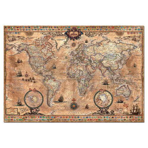 Educa Antique World Map 1000-Piece Puzzle, Brown, (15159)