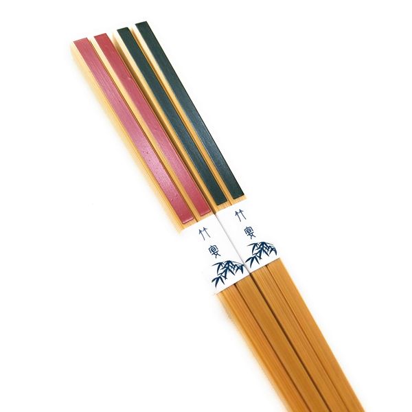 Kikusui Japanese Thin Bamboo Chopsticks (Red-Green)