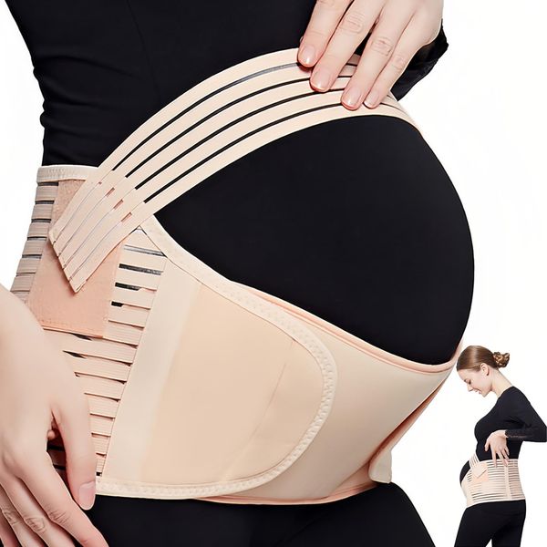 Ideal Swan 3 in 1 Bauchgurt Schwangerschaft, Bauchband Schwangerschaft Verstellbarer, Schwangerschaftsgürtel Rückenstütze Weich Lindert Becken- und Hüftschmerzen für die Erholung nach der Geburt, XL