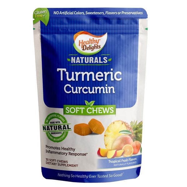 Healthy Delights Naturals, Turmeric Curcumin Soft Chews, Promotes Healthy Inflammatory Response, Delicious Tropical Fruit Flavor, 30 Count