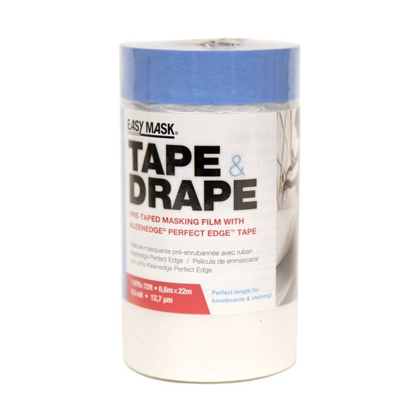 Trimaco 949460 Easy Mask Tape & Drape Pre-Tape Masking Film with 14 day Blue PerfectEdge Tape, 0.6m x 22m