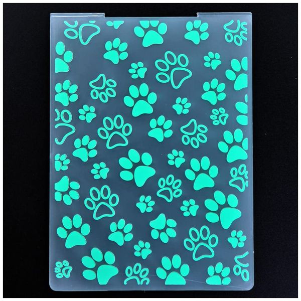 DDOUJOY Pet Footprint Paw Background Plastic Embossing Folders for Card Making Scrapbooking and Other Paper Crafts 2101024