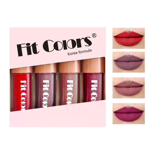 Lipgloss Set Antihaft-cup Lipgloss Flüssiger Lippenstift Set Langlebiges Wasserdichtes Lipgloss-geschenk Flüssiger Lippenstift Mattes 4 Farben - Frauen Geschenk (02)