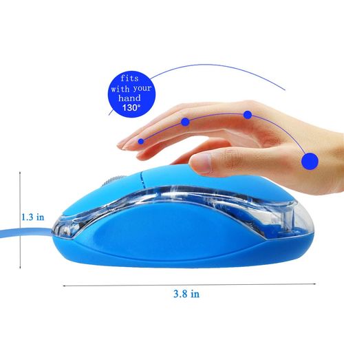 SOONGO Computer Mini Mouse Usb Wired Optical Led Laser Portable For Pc Latop Desktop Blue