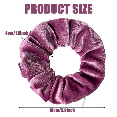 4PCS Women's Hair Ties,with Zip Hidden Pocket Velvet Headbands,Travel Gadgets, Secret Hair Ties, Soft Ponytail Hair Ties, Ball Head Curly Hair Ties(Color 3)