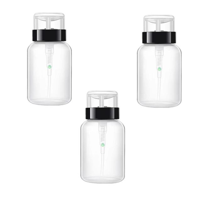 3 Pcs Nail Polish Remover Push Down Bottle Nail Art Tool Pump Nail Dispenser Nail Remover Bottle Nail Cleanser Bottle for Nail Polish Makeup Remover